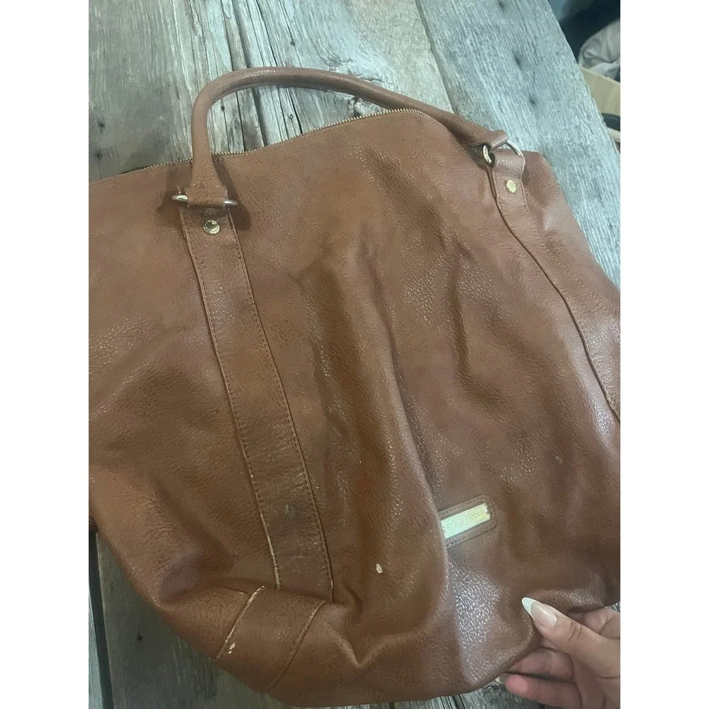 Steve Madden Brown Faux Leather Hobo Bag‎ Crossbody Tassel Cognac Large
